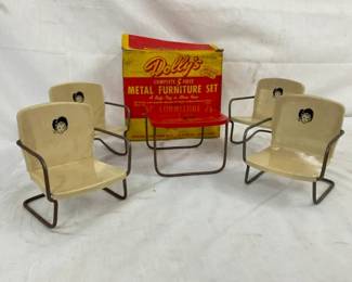 EARLY METAL DOLLY FURNITURE W/ORIG. BOX