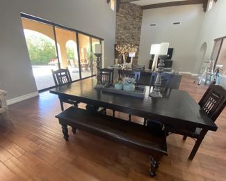 Table is Z Gallerie, Chairs and Bench are Potato Barn