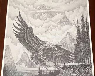 Dan Thompson Black White Eagle Signed Print