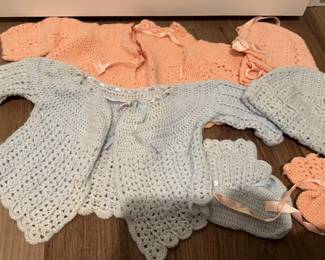 Pink Blue Knitted Baby Doll Clothes