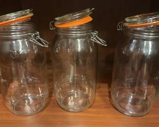 3 Glass Canisters 10”