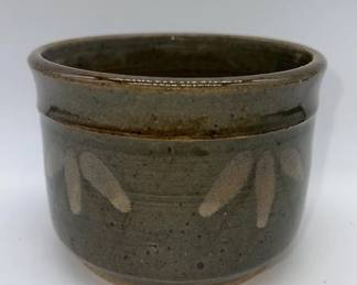 Stone Pottery Bowl, Planter Artist Signed Peg