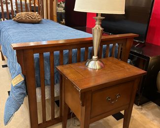 Twin bed and nightstand