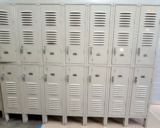 20 Fourteen Berger Republic Steel Half Size Lockers. Each locker 10"Wx29"Hx14"D