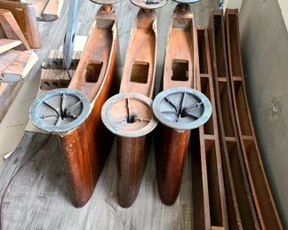 60. Eight Disassembled Pool Tables - one Brunswick Anniversary, two Brunswick Gold Crown III, and six other pool tables. One end pocket metal cover is missing. Parts 8