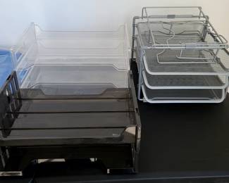 99. $8/all -- Stackable Paper Organizers. Two plastic and one wire mesh.