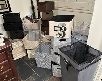 Lots of storage totes, bins, cubbies