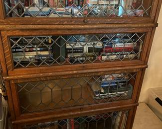 barrister bookcase with leaded glass windows