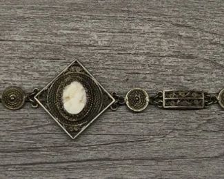 Lot # 2 Vintage Filigree Cameo Chain Bracelet 7 inches 12.21 gr $75  
