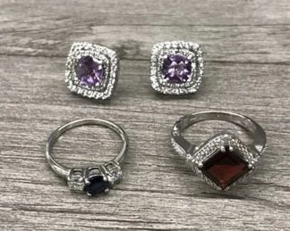 925 Sterling Silver jewelry lot with  Sapphire 9.38g $150 for lot Picture 1 of 4