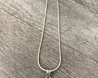 925 Sterling Silver Multicolor Glass Cabochon Necklace Pendant 16 inch Chain 10.16 grams $60