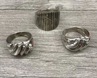 925 Sterling Silver MF Textured Design Dome Rings Size  8 9 10 US 26.76 grams $75 for all or $30 each