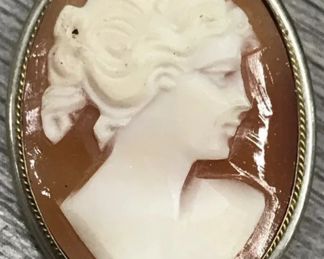 Vintage 800 Fine Silver Oval Cameo Pin Brooch or Pendant 4.86 Grams $125