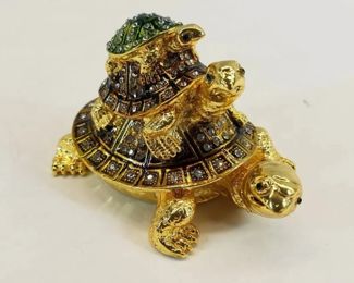 Vintage Three Tier Gold Toned Turtle Trinket Box $40 Picture 2 of 2 