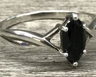 Sterling Silver Vintage Avon Black Onyx Faceted Ring Size 11 Us 3/8" Stone 2.23 Grams $35