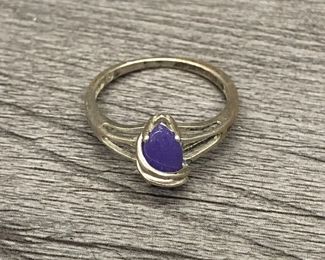 925 Sterling Silver  Purple Stone Tanzanite 9.3mm Ring Size 7  $35