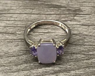 925 Sterling Silver Marked 10mm Pale Violet lolite Stone Ring Size 8.75 US 3.55 grams $60