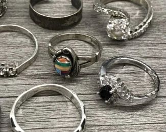 Sterling Silver Ring Lot Of 12 With Multicolor Stones Elegant Cuff Band 35.28 Grams $150 for all or 2 for $50 Picture 3 of 3
