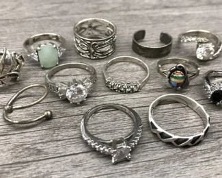 Sterling Silver Ring Lot Of 12 With Multicolor Stones Elegant Cuff Band 35.28 Grams $150 for all or 2 for $50 Picture 1 of 2