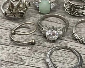 Sterling Silver Ring Lot Of 12 With Multicolor Stones Elegant Cuff Band 35.28 Grams $150 for all or 2 for $50 Picture 2 of 2