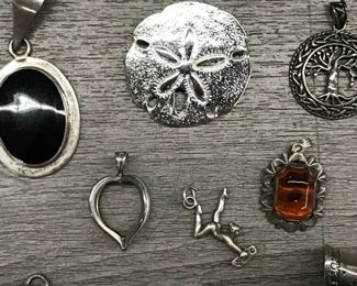 925 Sterling Silver Pendant Charm Lot with Multicolor Stones Heart Cross 73.71 Grams  $125 for all or 3 for $60 Picture 3 of 3 