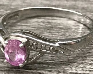 10 Karat White Gold Pink Topaz Stone Ring Size 6.5 Us 1.44 Grams $100