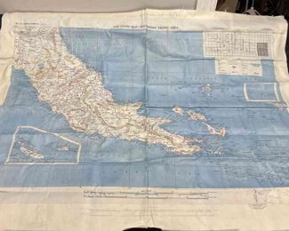 WW2 AAF Cloth Map South Pacific Area