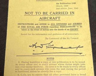 WW2 RAF prisoner info booklet