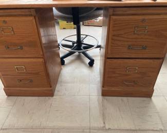 Wooden file cabinet desk
