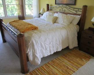 King Size Red Oak Bed Frame & Mattress Set By Intercon