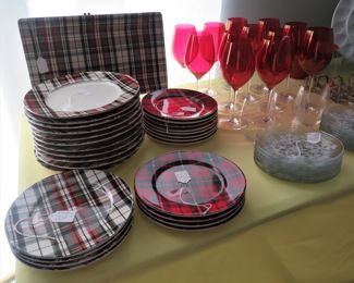  Pottery Barn Christmas Plaid dishes.