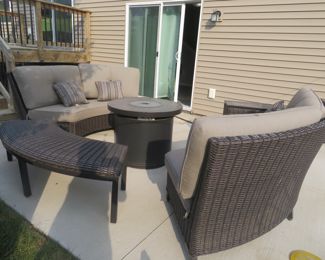 Five Piece Outdoor Set including Fire Pit