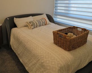 West Elm Grey Velour Queen bed