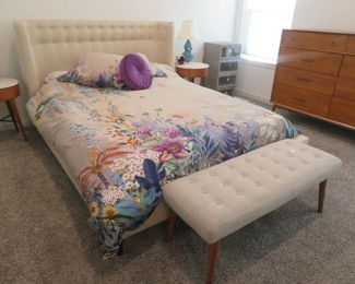 West Elm Shelter Queen Bed and West Elm Bench