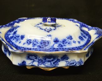 Flow Blue Vegetable Bowl w/Lid