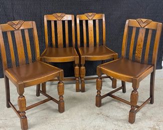 4 Oak English Side Chairs