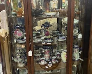 Oak Curved Glass China Cabinet