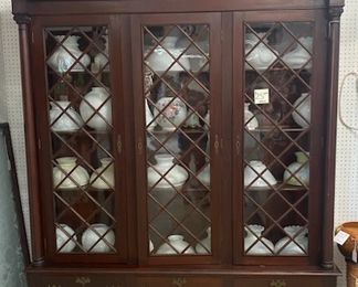 Large Chippendale 3 Door Mahogany Bookcase