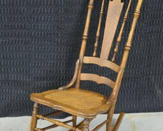 Early Oak Cane Seat Sewing Rocker