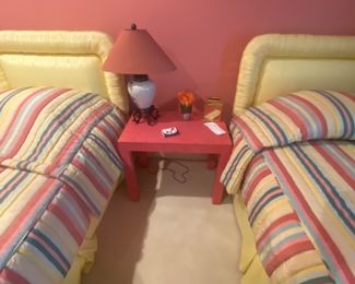 PAIR OF TWIN BEDS WITH CUSTOM BEDDING