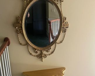STUNNING FRENCH MIRROR AND WALL SHELF