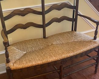 FRENCH COUNTRY RUSH SEAT BENCH 