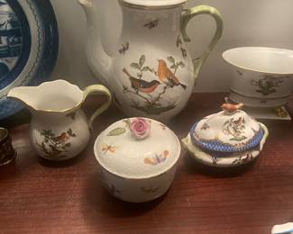 HEREND TEAPOT, CREAMER AND SUGAR