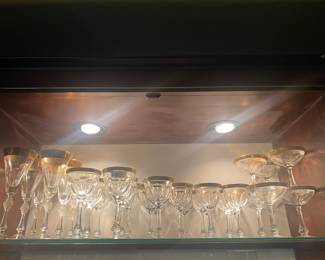 LARGE SET OF MOSER BOHEMIAN CRYSTAL GLASSES "LADY HAMILTON"