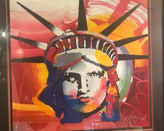 PROFESSIONALLY FRAMED PETER MAX SIGNED LITHOGRAPH 83/300 "LIBERTY HEAD"