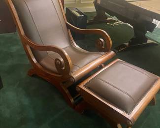 LEATHER CHAIR WITH OTTOMAN