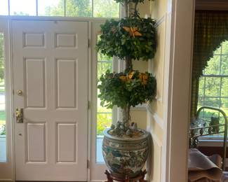 BEAUTIFUL CHINESE KOI BOWL W/TOPIARY