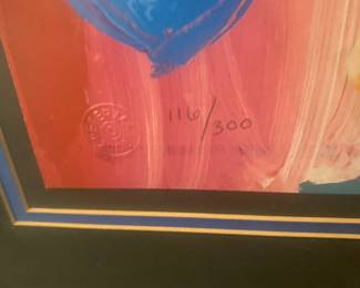 PROFESSIONALLY FRAMED PETER MAX SIGNED LITHOGRAPH 116/300 "FLAG WITH HEART"