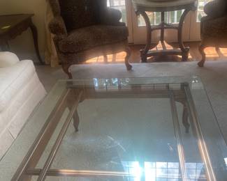 SQUARE GLASS TOP COFFEE TABLE
