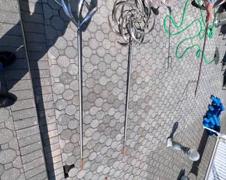 Artist signed steel garden sculptures